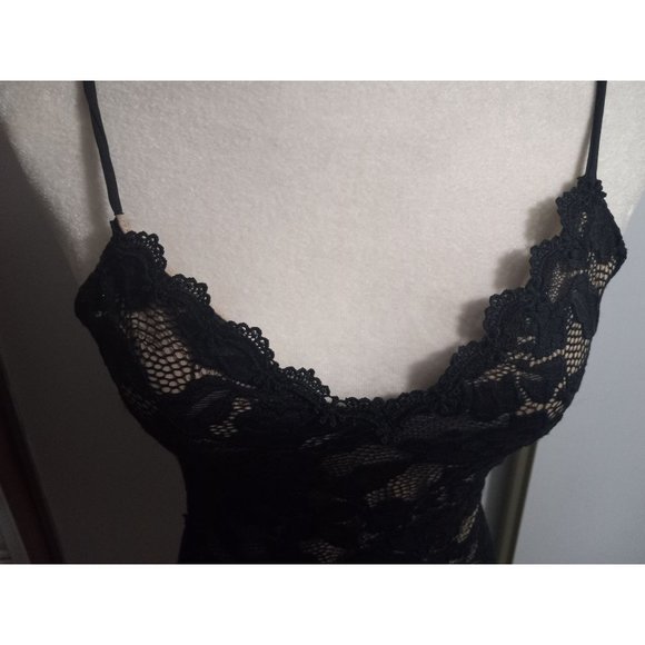 Papaya Medium Black Lace Lined Stretch Night Out Biker Statement Bodysuit - Picture 3 of 4